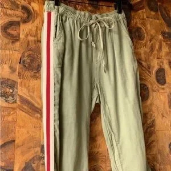 Vintage Havana Olive Jogger Pants with Red Stripe - Picture 3 of 7